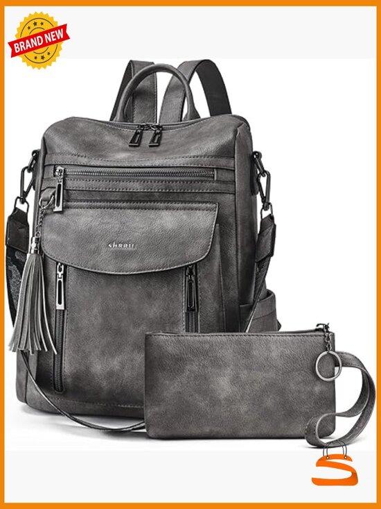 Faux Leather Convertible Backpack Purse - Travel Shoulder  display picture 3